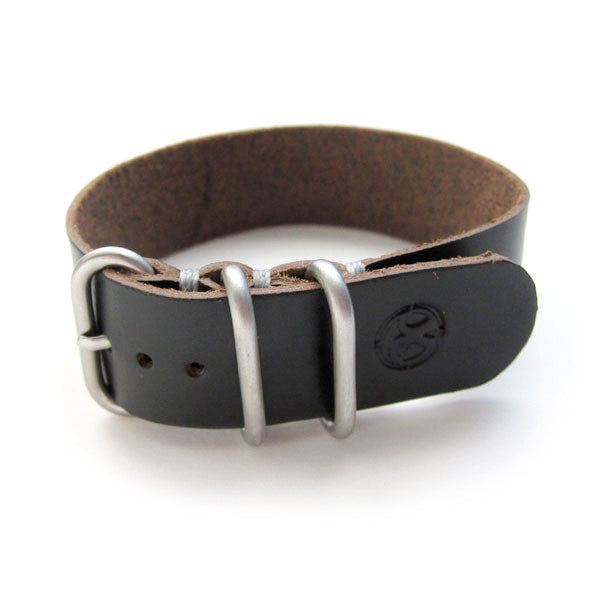 black english bridle leather nato watch band / strap