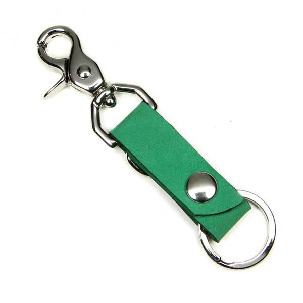 Everyday Carry Key Leather Chain with Clip Kelly Green color