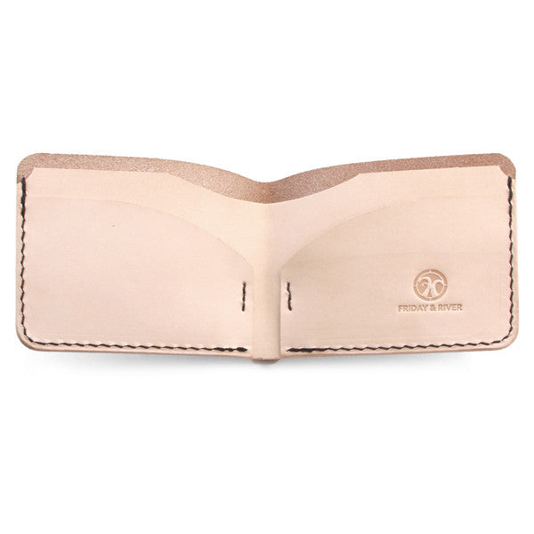 Dyed Natural Veg Tan Billfold Wallet Open