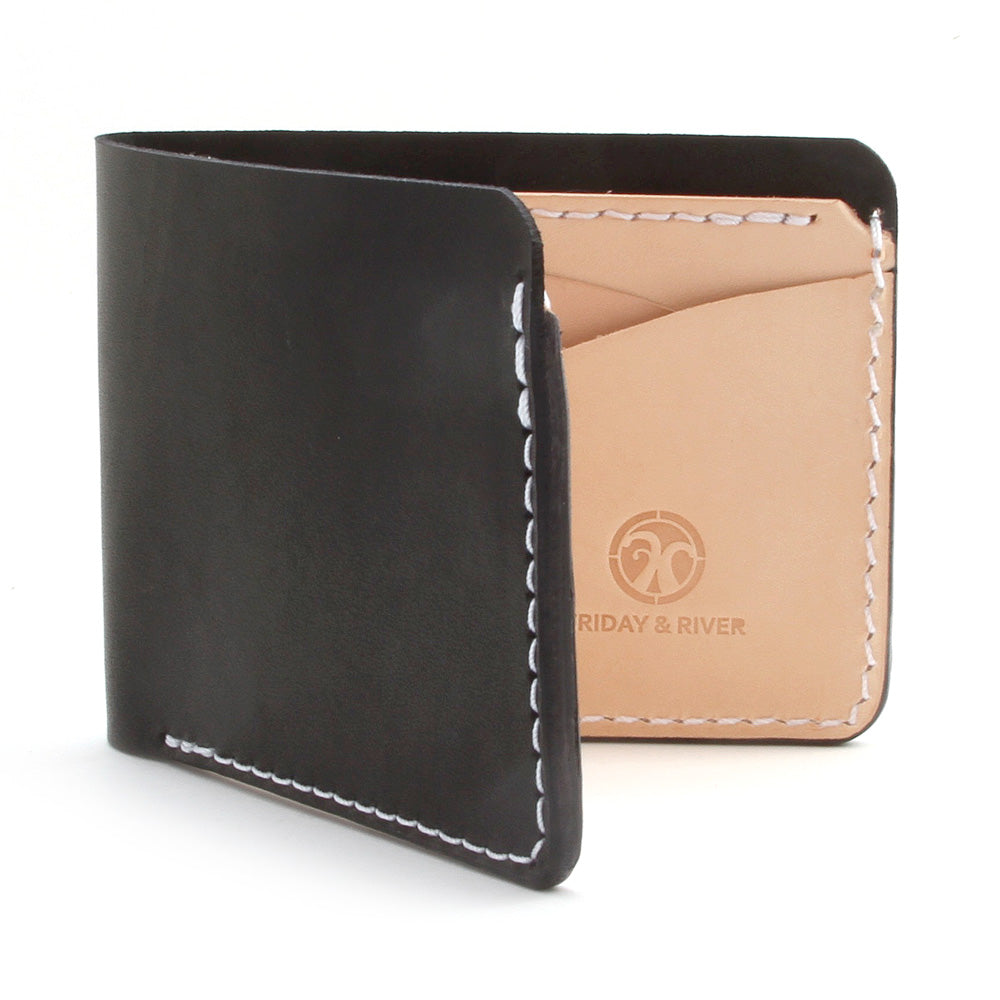 Premium leather billfold black leather