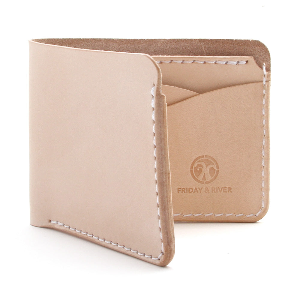 Premium leather billfold natural veg tan leather