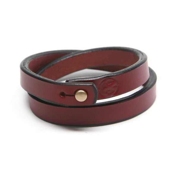 Burgundy double wrap leather bracelet