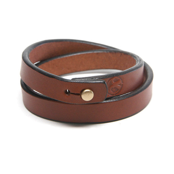 russet brown double wrap leather bracelet