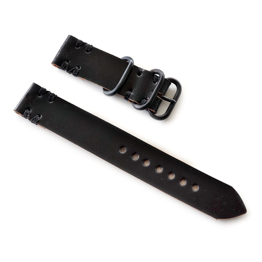 Black shell cordovan 2 piece nato watch strap