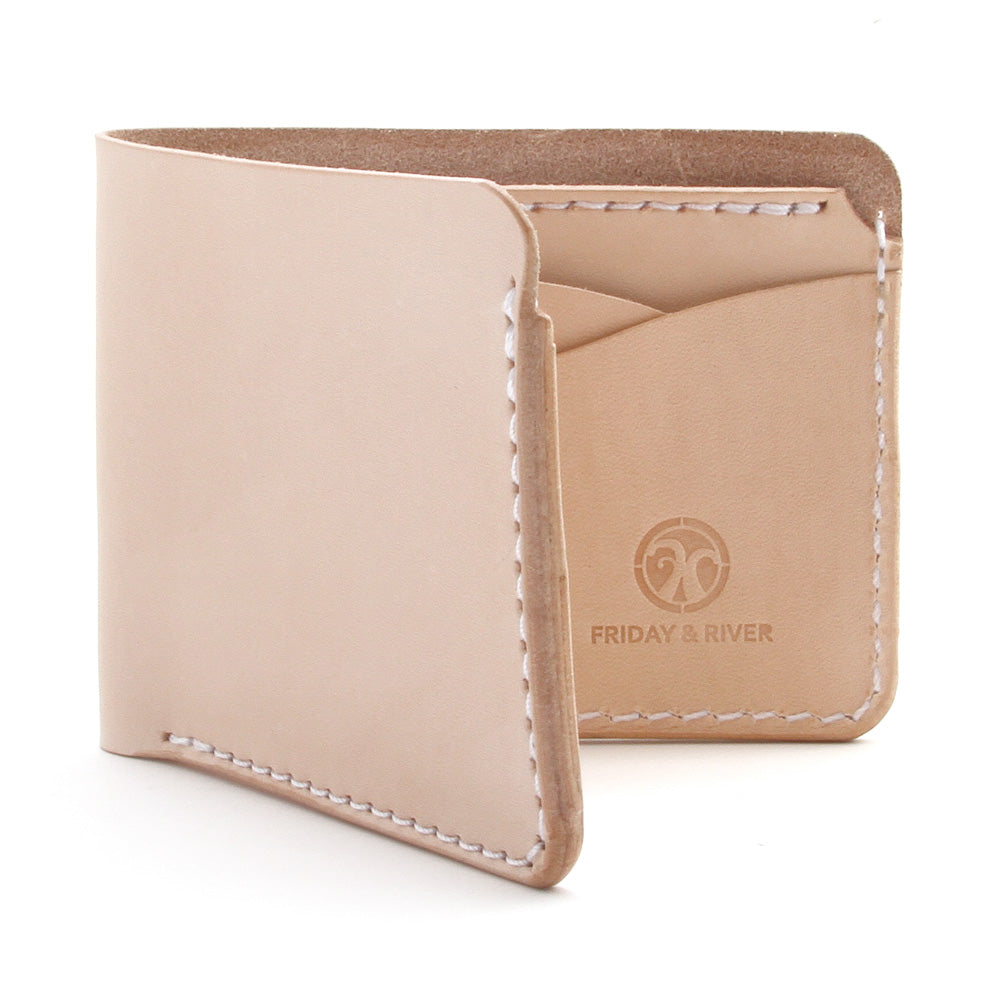 Premium leather billfold natural vegetable tanned leather