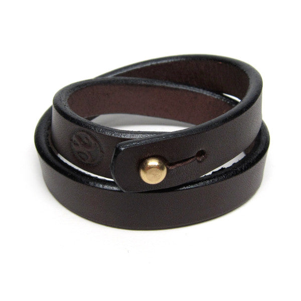 dark brown double wrap leather bracelet