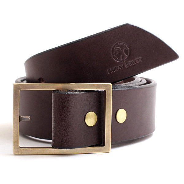 J.L. Lawson Brass Belt Buckle Custom Leather Belt