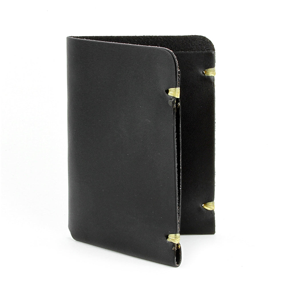 Minimalist leather card wallet Black Bridle