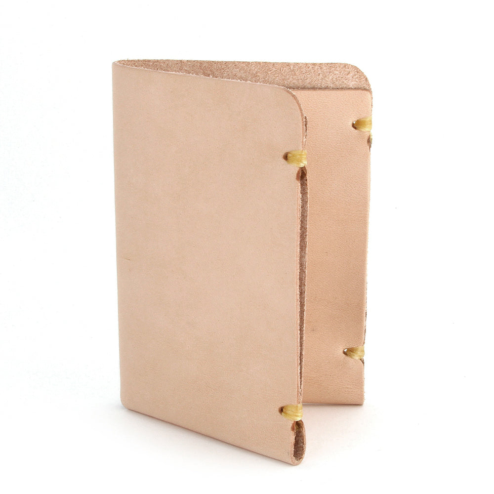 Minimalist leather card wallet natural veg tan