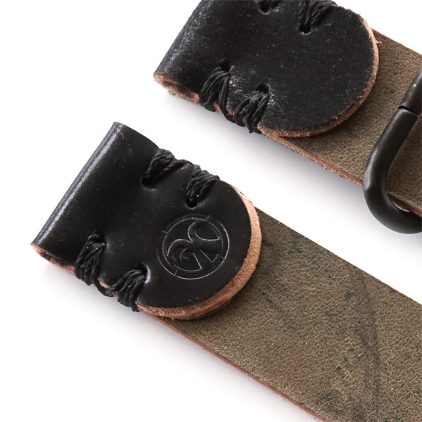 Black shell cordovan 2 piece nato watch strap logo detail