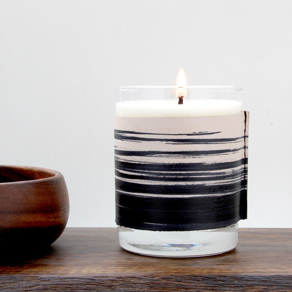 Leather whiskey glass candle