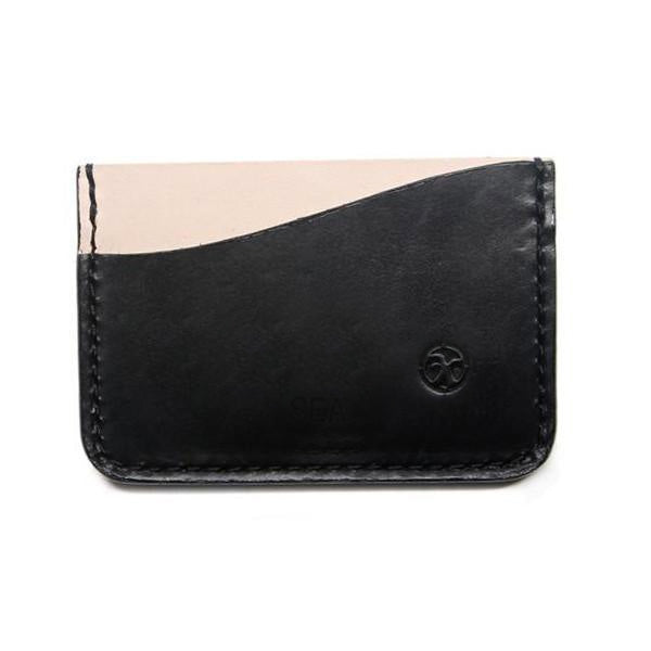 Three pocket minimal card wallet black and natural