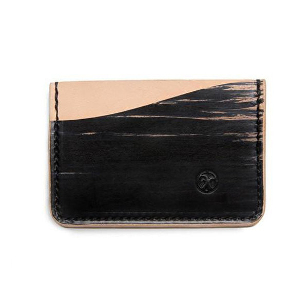 Three pocket minimal card wallet hand dyed sumie black