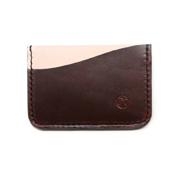three pocket minimal leather card holder brown and natural