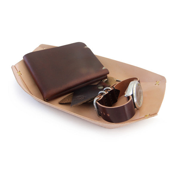 natural leather valet tray