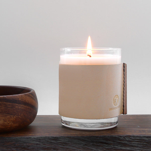 Yuzu citrus leather wrapped soy candle